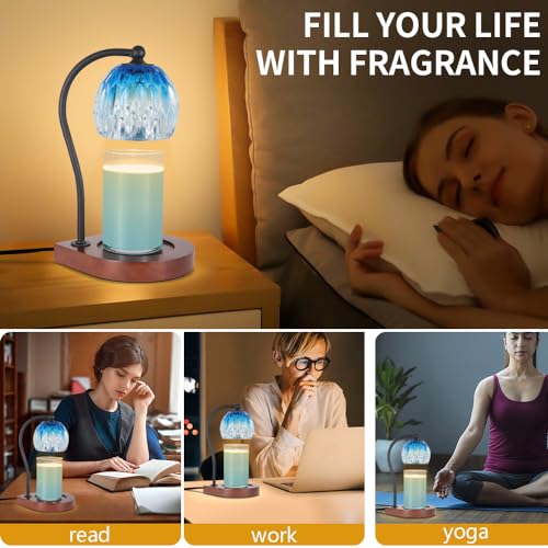 Candle Warmer Lamp with Timer & Dimmer for Jar Candles, Black-Blue I83292