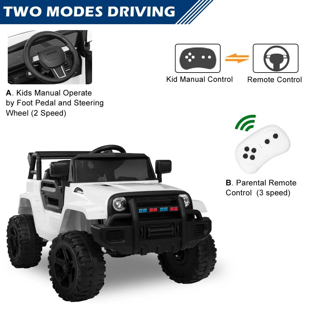 Zimtown Safety 12V Electric Ride On Truck for Kids, White A78641