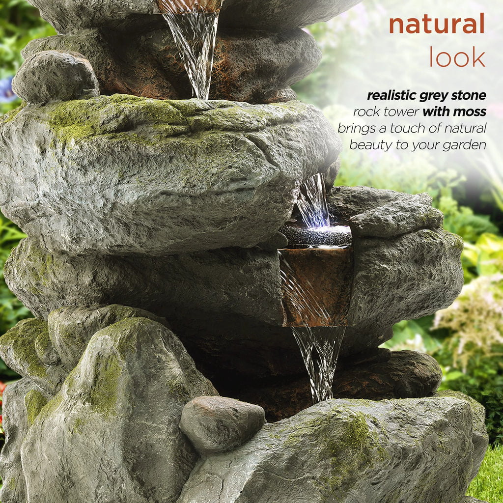 Alpine Corporation 22" Outdoor 3-Tier Rock Tabletop Fountain K42406