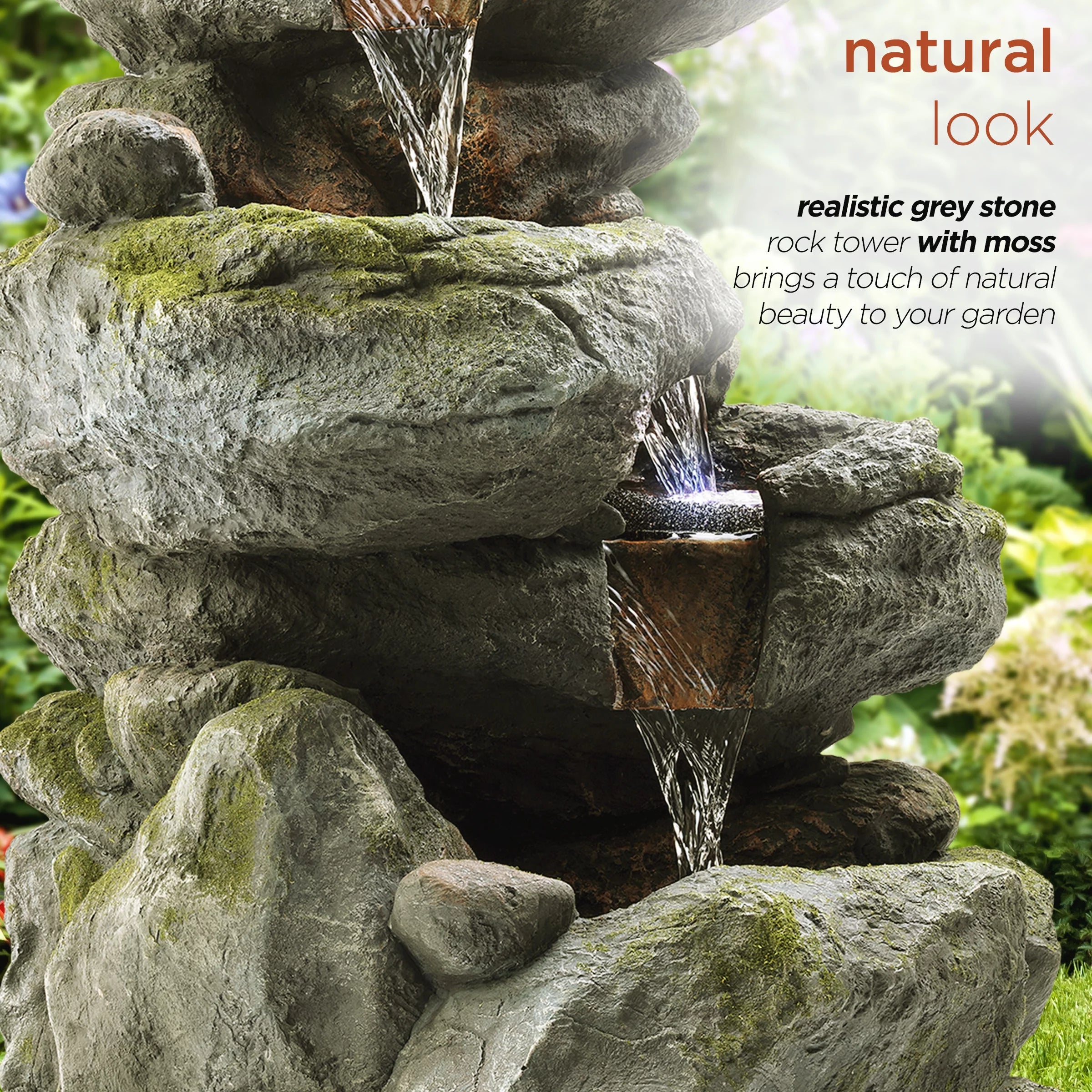 Alpine Corporation 22" Outdoor 3-Tier Rock Tabletop Fountain K42406