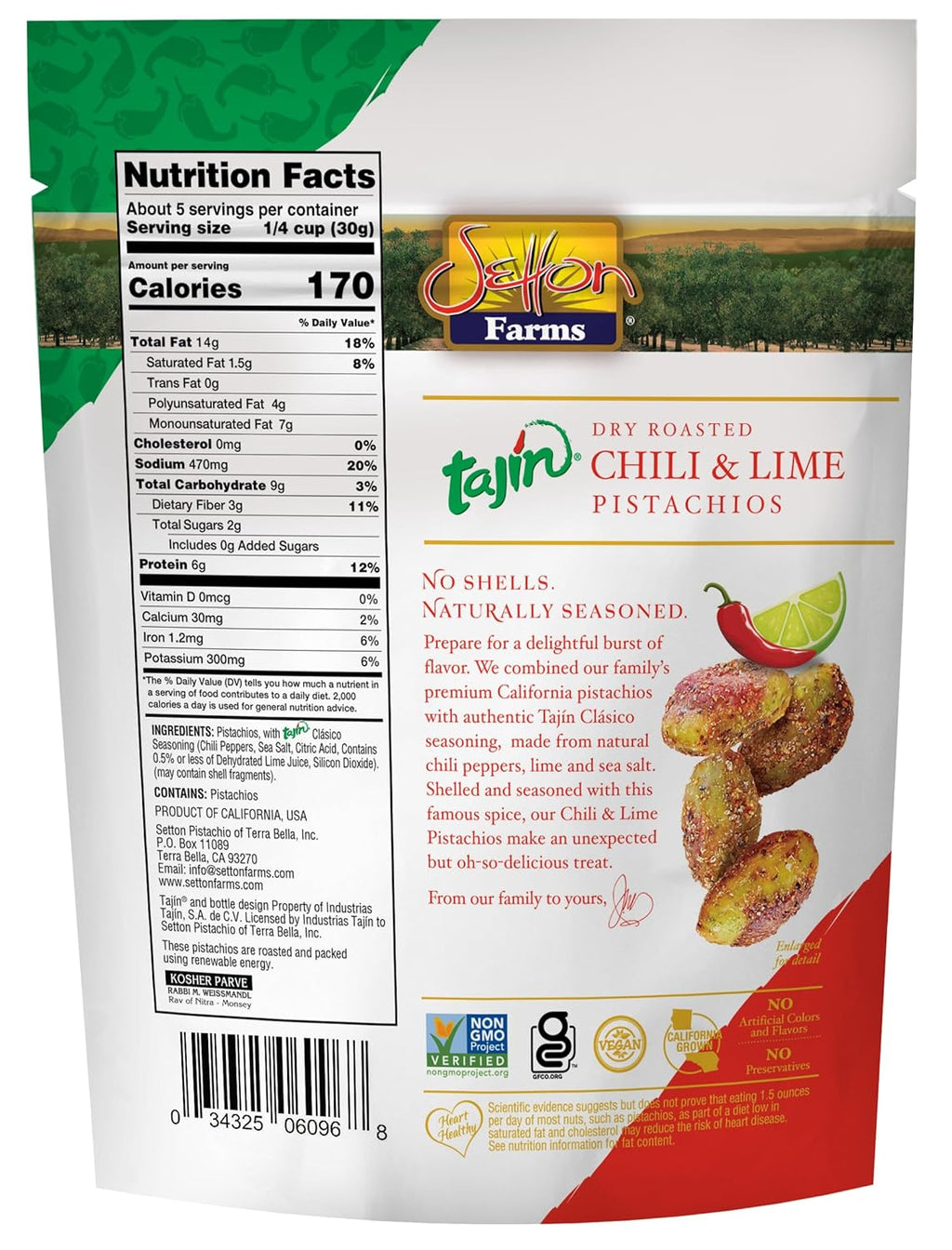 Tajin Seasoned Pistachio Kernels, Chili Lime, 5 Oz. Bag F591
