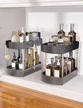 2 Pack Under sink organizers and storage for Kitchen, Bathroom, Cabinet, Enhanced structural design- Anti-corrosion- More space for storage- Black(under sink organizer-2)