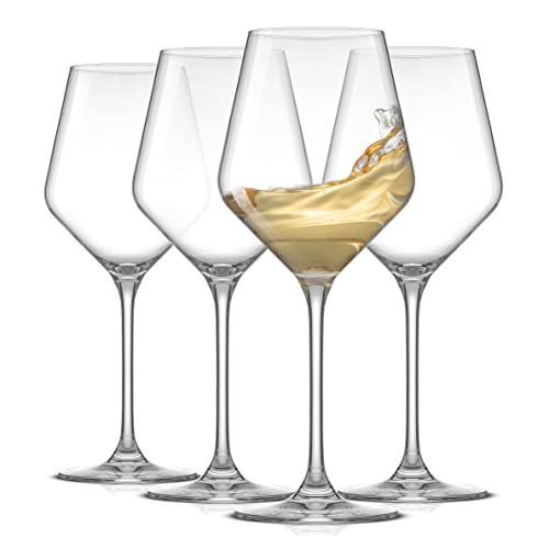 JoyJolt Layla White Wine Glasses, Set of 4, 13.5 oz, Clear I3892