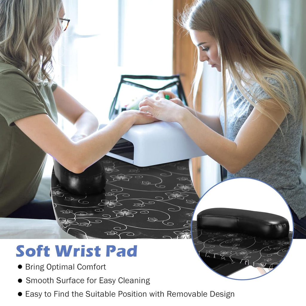Giantex Portable Manicure Table with Drawer, Wrist Rest, Lockable Casters, Carrying Bag, Black R745771