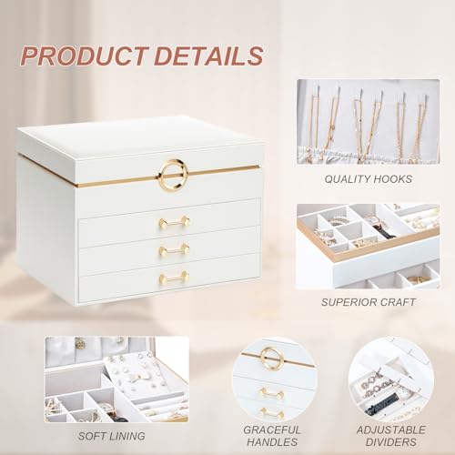 Jewelry Box with 4 Drawers for Women, Black H96916