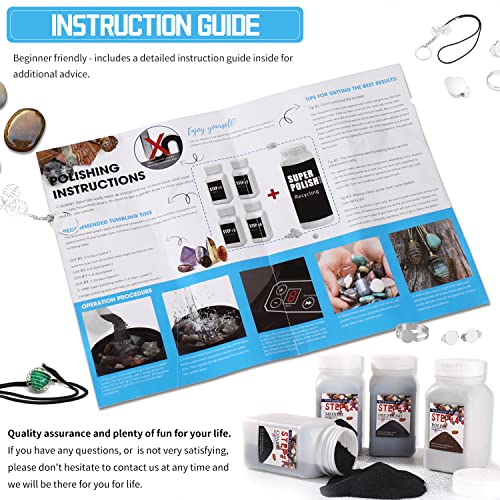 Rock Tumbler Grit Set, 4 Step Tumbling Media Refill for Rock Polisher T7896
