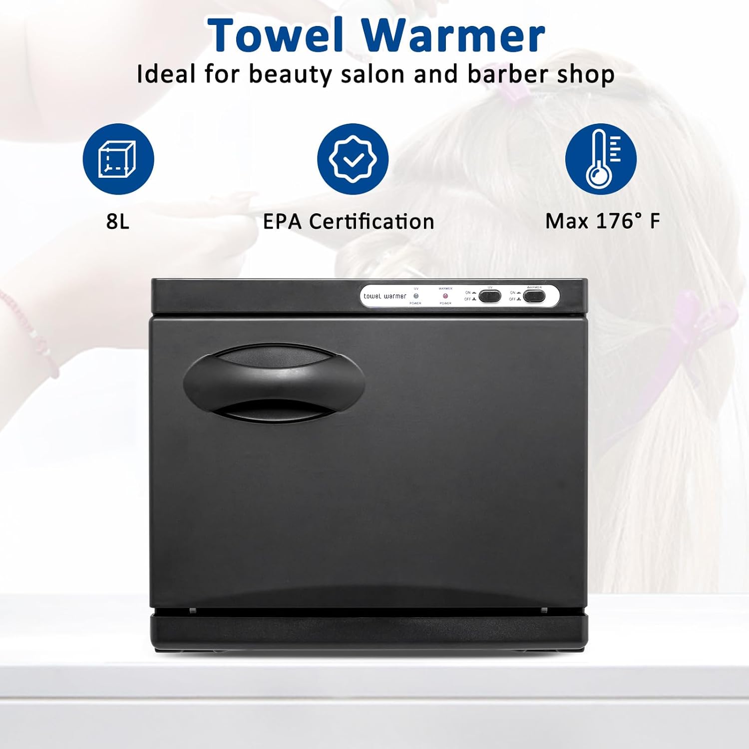 Black Aluminum Towel Warmer Cabinet for Salons & Spas F920198