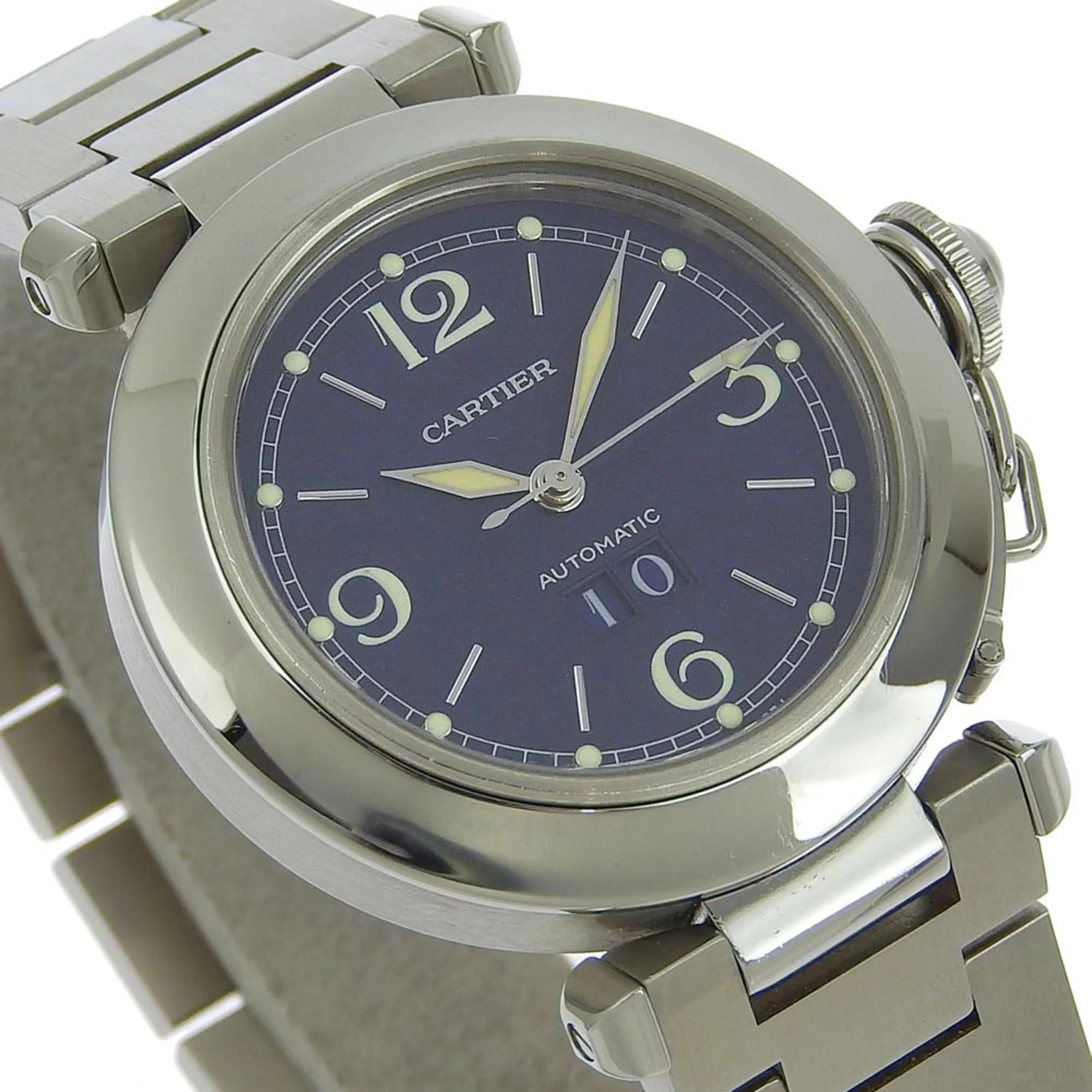 Cartier Pasha C Watch W31047M7 Stainless Steel Automatic Navy Dial C3195