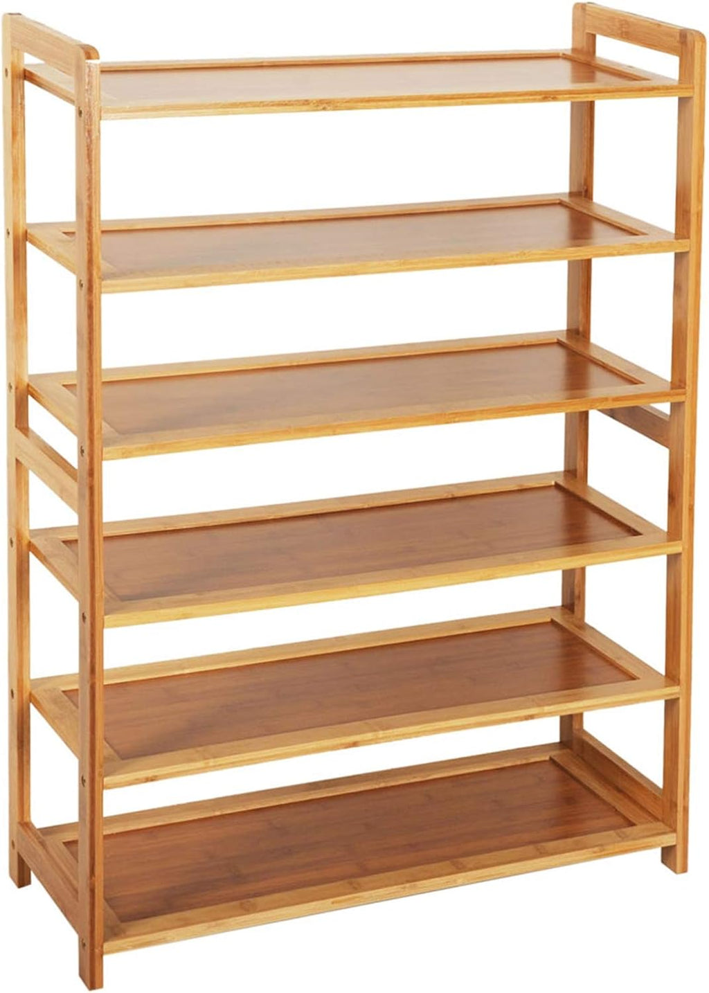 9zH&K 6 Tier Multifunctional Bamboo Rack, Wood Bamboo Free Standing Shoe Racks Shelf Entryway Storage Rack Home Furniture Organizer for Entryway, Hallway and Closet, 26.77"x9.84"x35.43"(LxWxH)