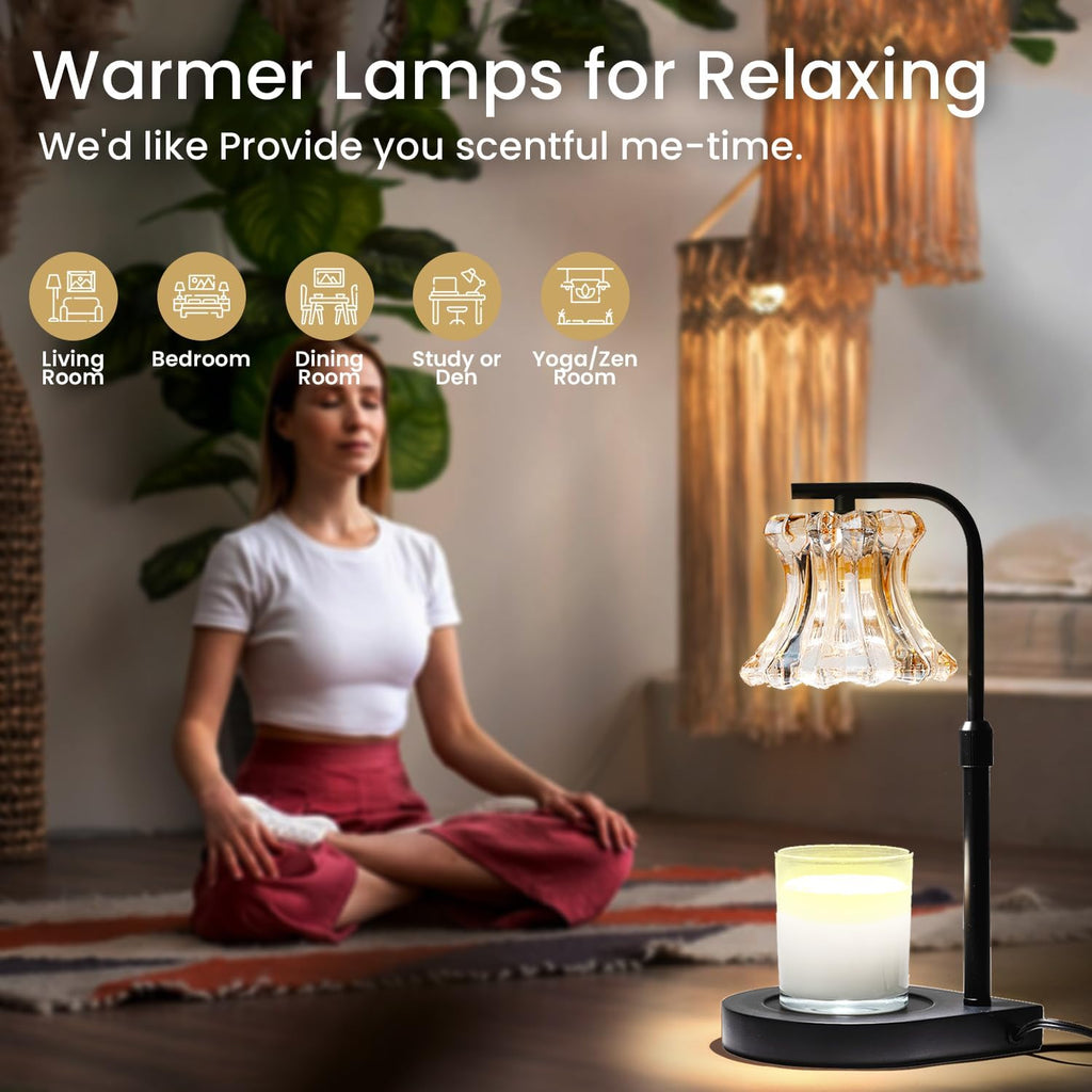 Candle Warmer Lamp with Dimmer and Timer, Vintage Electric, 2 Bulbs, Black H143