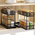 Tikea Spice Rack Organizer 2-Pack, 2-Tier Pull Out Seasoning Rack for Kitchen Cabinet, Spice Drawer Organizer Shelf for Small Space, Condiment Storage, 5.3''W x 10.4''D x 8.9''H