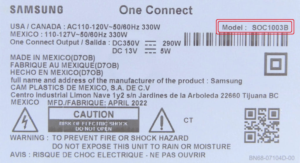 Samsung 75" LS03B One Connect BN96-54413V Used A72316