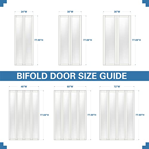 Bi-Fold Mirrored Closet Door 30" x 80" with Hardware Kit H7844