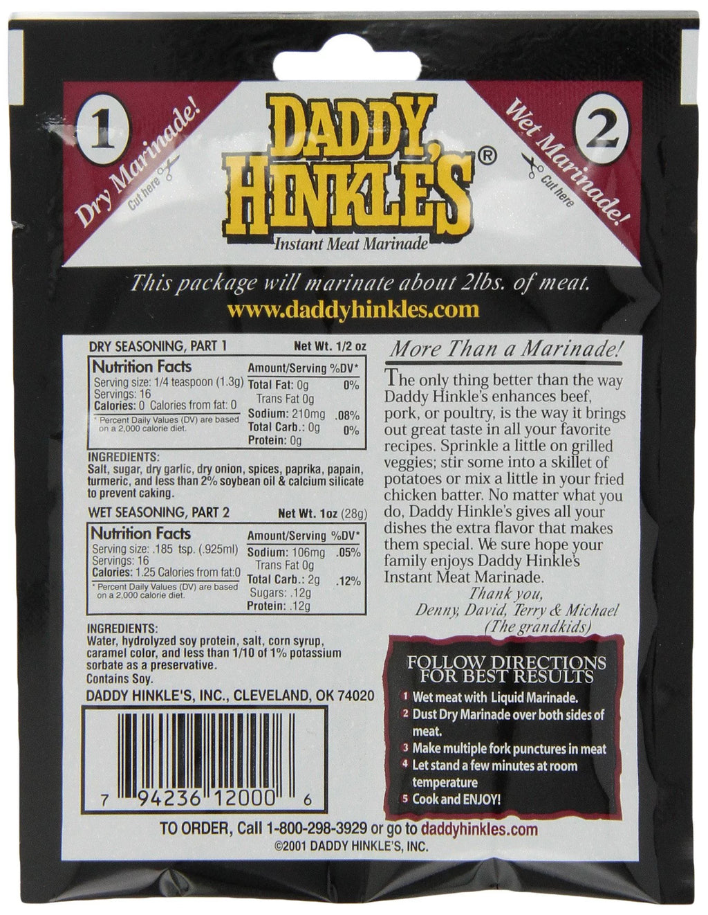 Daddy Hinkle's Original Instant Marinade Mix, 1.5 oz (Pack of 24) P858005