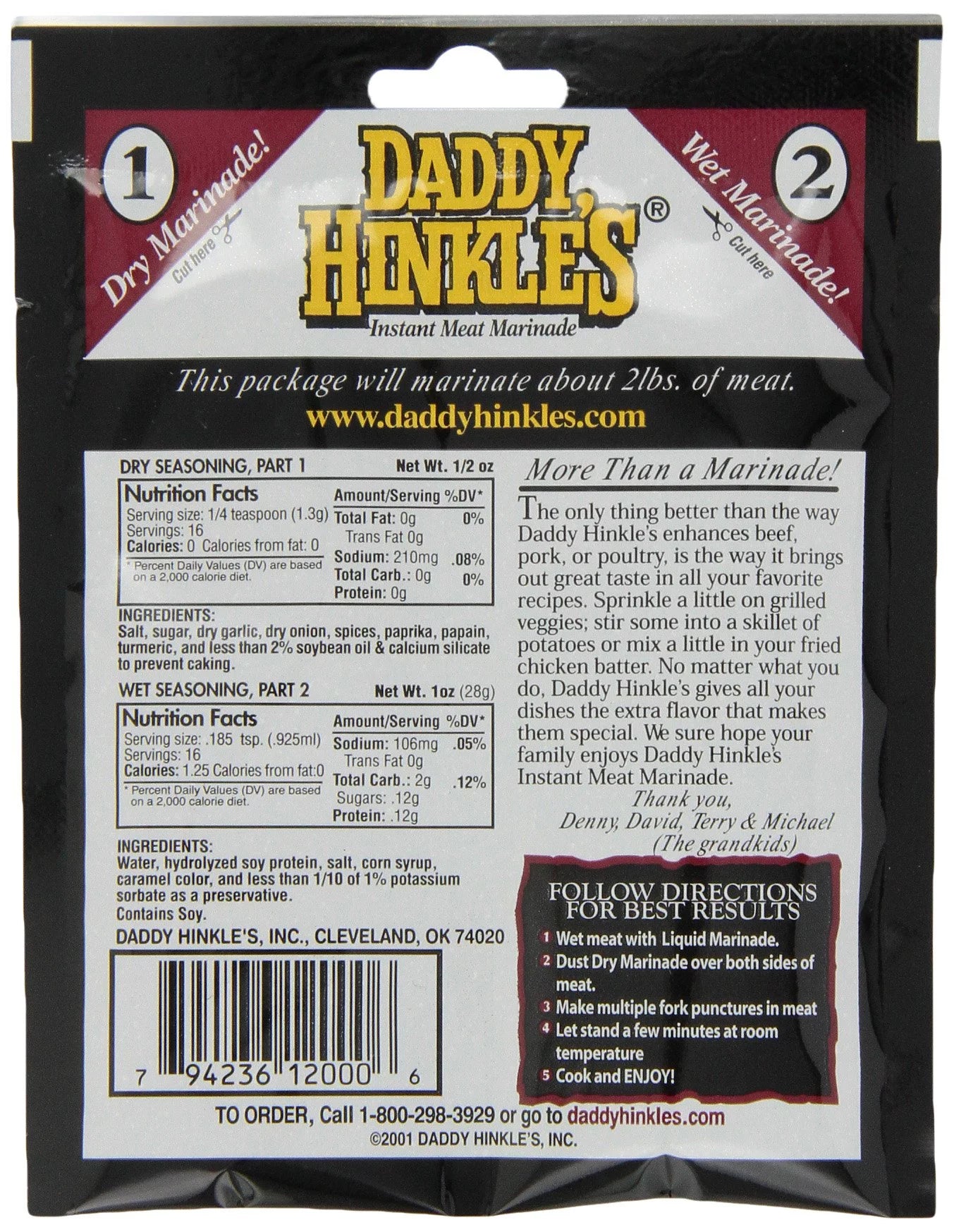 Daddy Hinkle's Original Instant Marinade Mix, 1.5 oz (Pack of 24) P858005