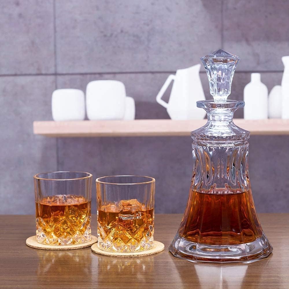KANARS Whiskey Decanter Set with 4 Glasses, Crystal, 9-Piece G1717