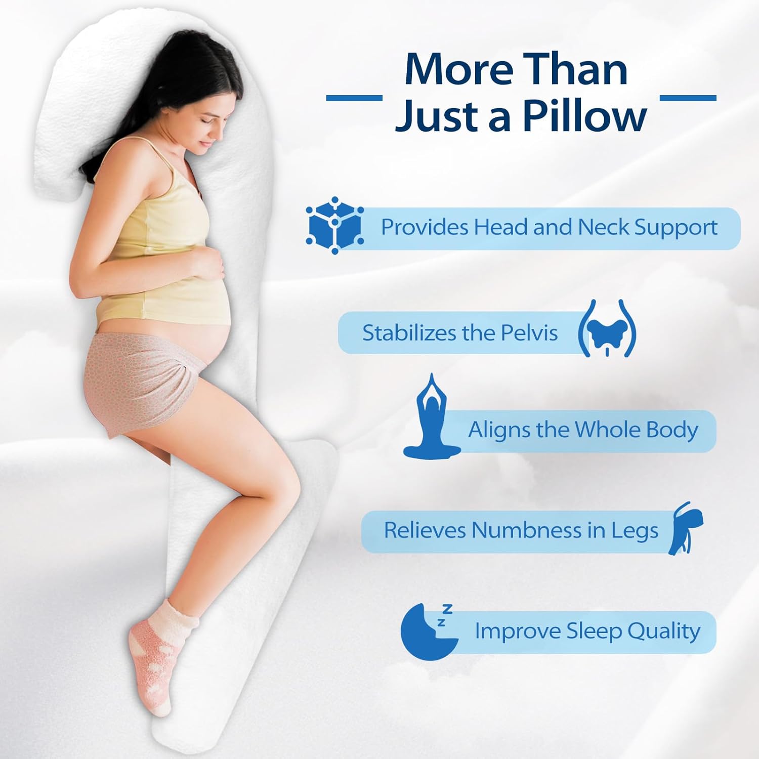 HOMCA Body Pillow for Adults, Shredded Memory Foam, Side Sleeper with Cover J2020