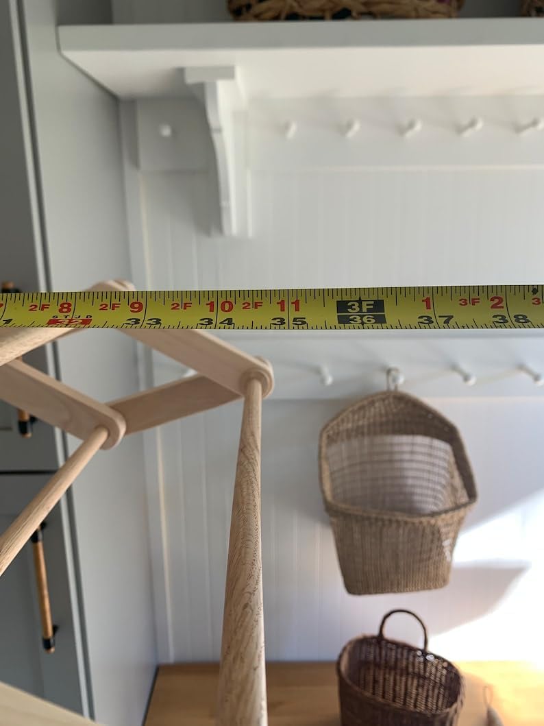 Collapsible Wooden Wall Mounted Drying Rack with Peg Hooks G8726