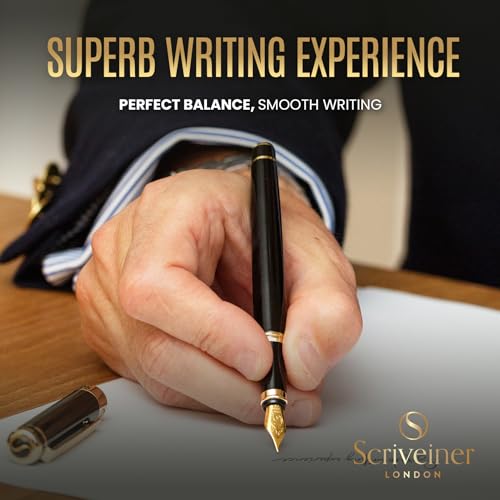 Scriveiner Black Green Fountain Pen with Chrome Finish, Schmidt Nib Medium Y421885
