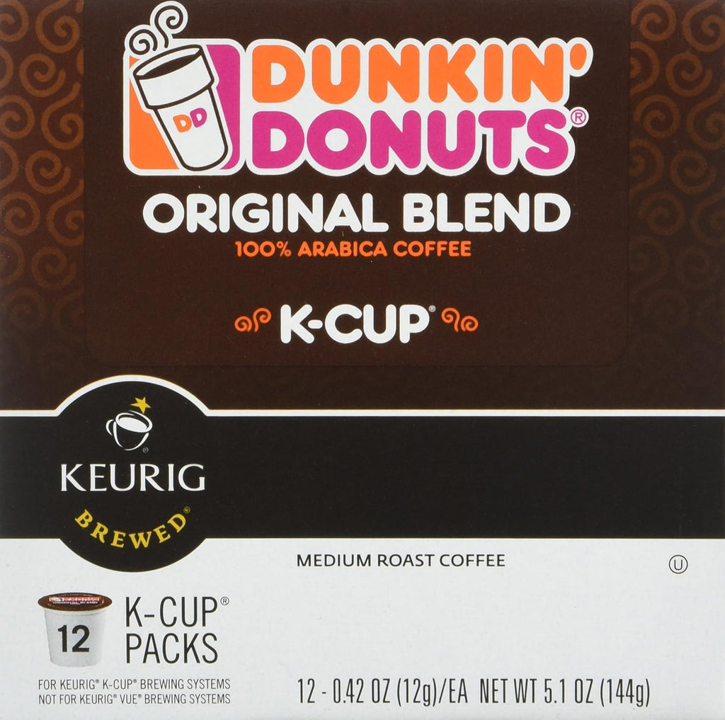 Dunkin' Donuts Original Blend Medium Roast Coffee, 12 K Cups for Keurig V4223