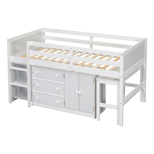 Full Size Platform Bed with Storage Headboard and Charging Station, White L555667