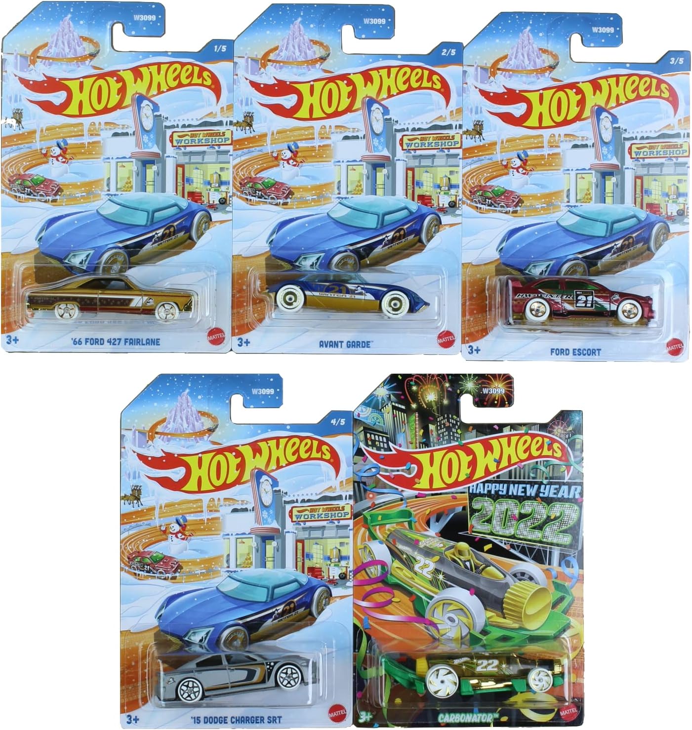Hot Wheels 2021 Winter Holiday Complete Set of 5 Diecast Vehicles