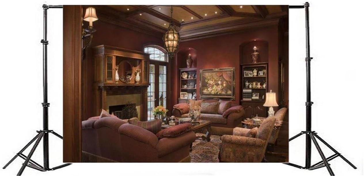 AOFOTO 12x8ft Luxury Living Room Background Photography Backdrop Vintage Fireplace Interior W169