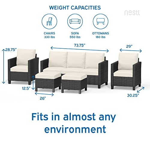 Nestl Patio Furniture Set 5 Piece Brown Wicker with Beige Cushions L68005