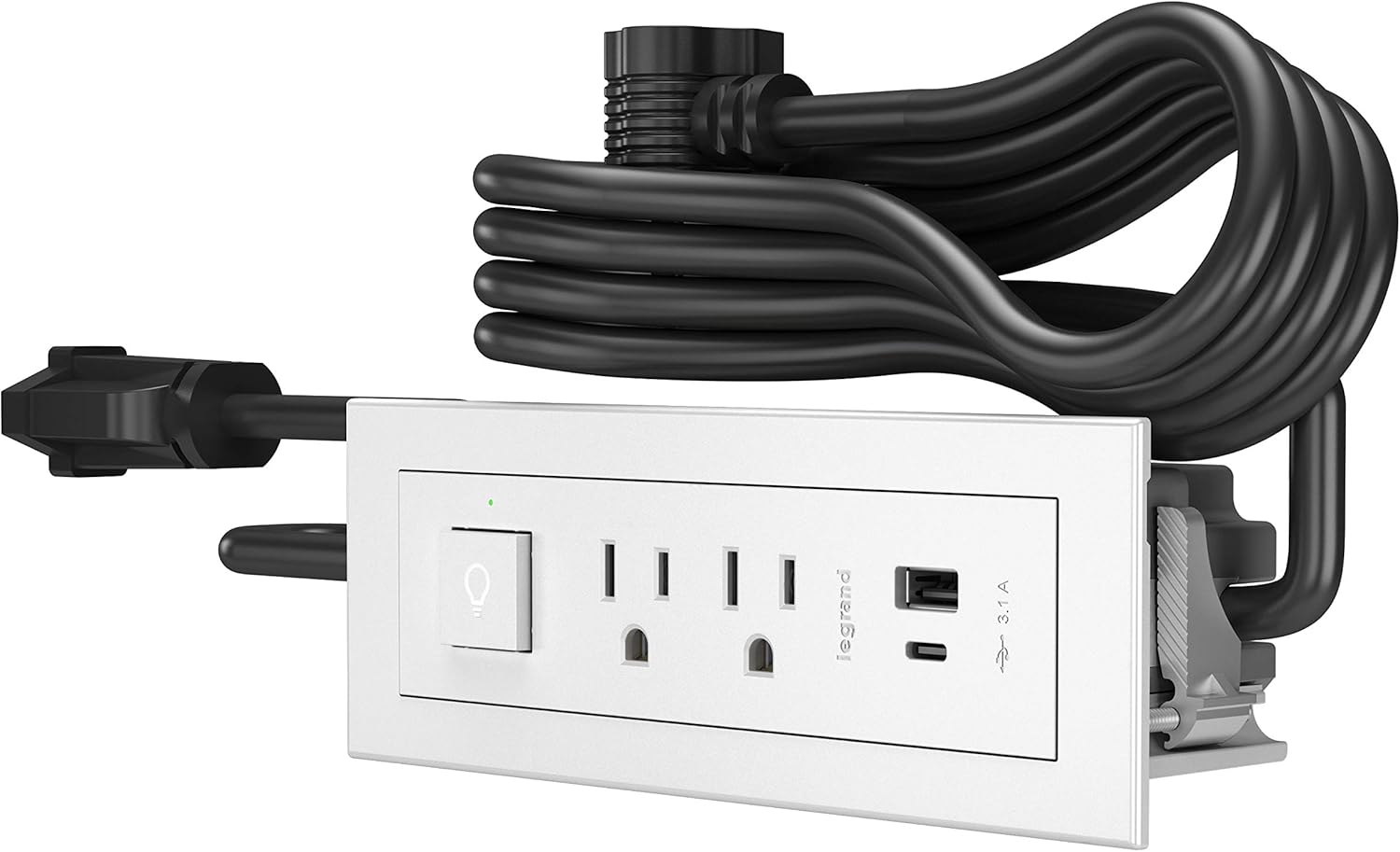 Legrand Wiremold RDSZCWH10 Furniture Power Center with USB, Recessed, 10 ft Cord, White C508