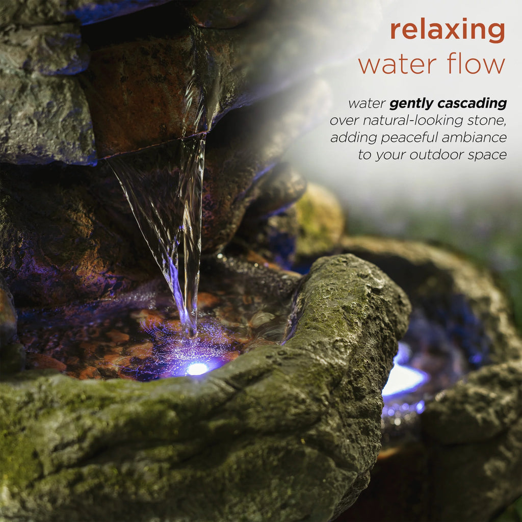 Alpine Corporation 22" Outdoor 3-Tier Rock Tabletop Fountain K42406