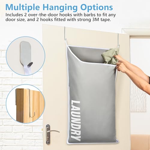 Hanging Laundry Hamper Bag – Over the Door Storage – XL Washable Organizer D33957