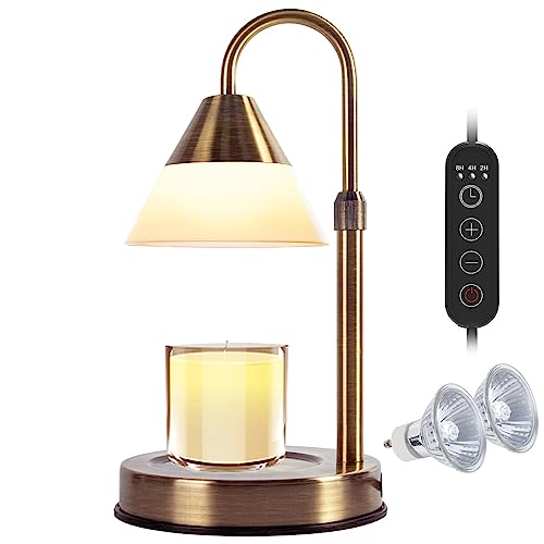 Candle Warmer with Timer, Dimmable Candle Warmer Lamp Height Adjustment, Birthday Gifts for Women Mom, Electric Candle Melter for Jar Candles, House Warming Gifts New Home, Rose Gold