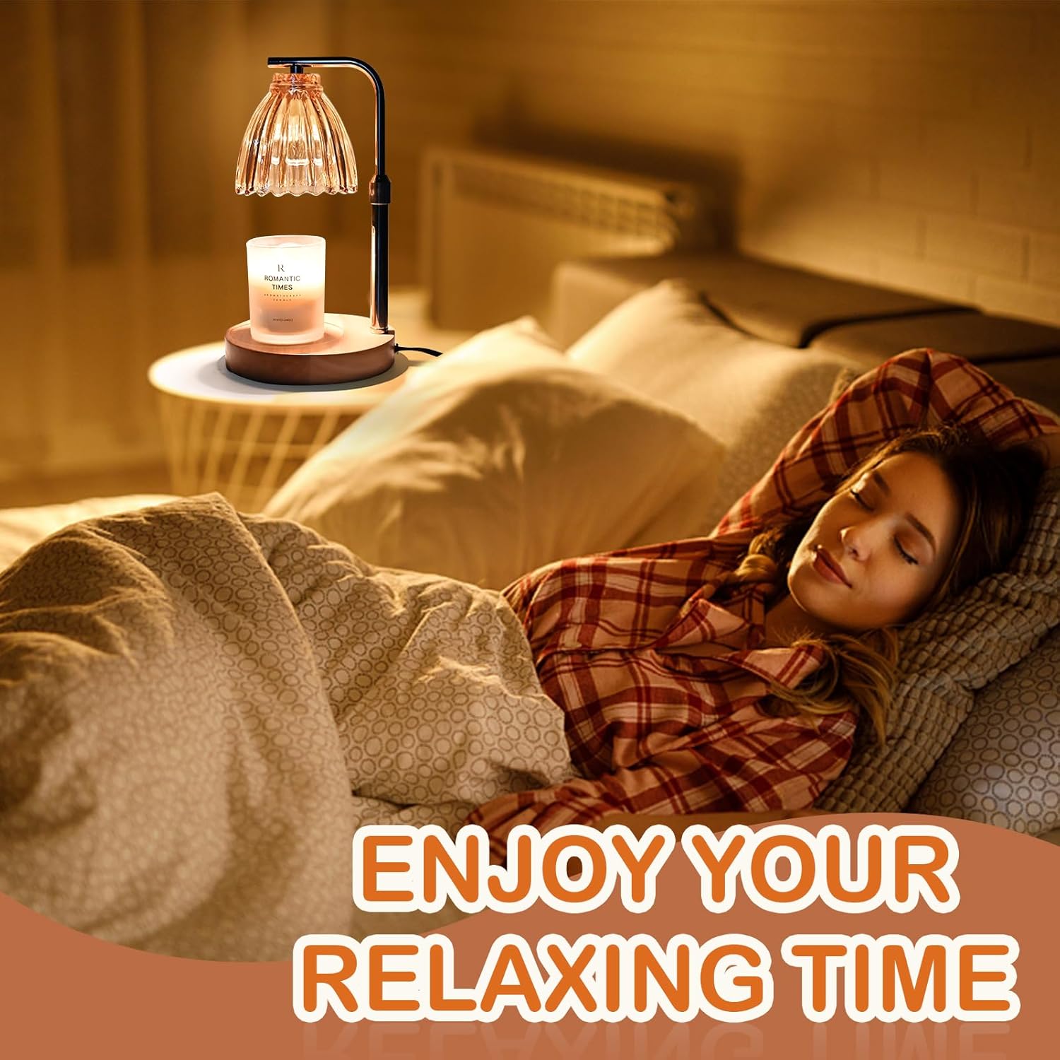 Electric Candle Warmer Lamp with Timer & Dimmer, Glass Design, Includes 2 Bulbs B376