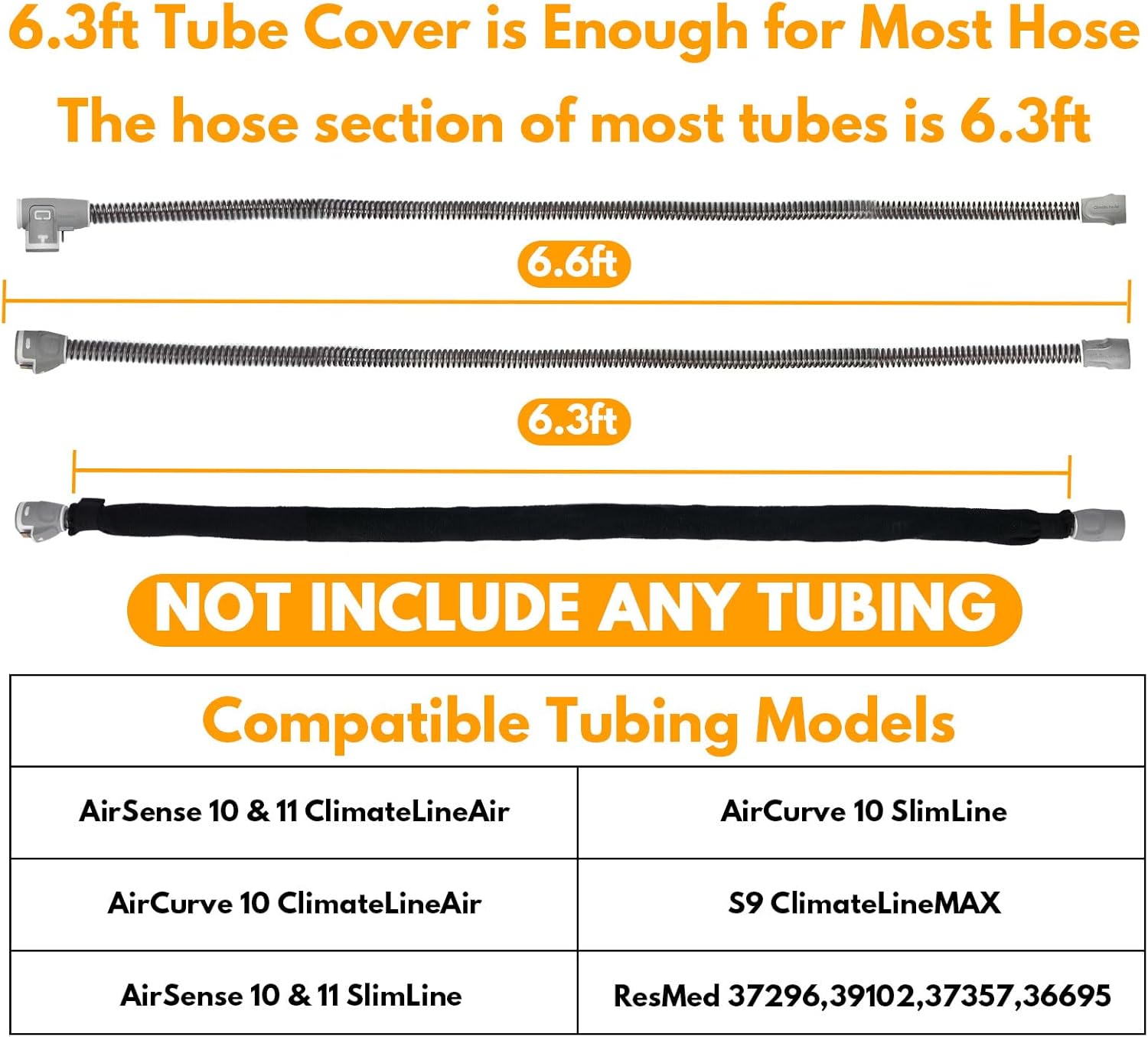 6.3ft CPAP Hose Cover for ResMed AirSense 10 & 11, Cat Proof Tube Wrap Y919