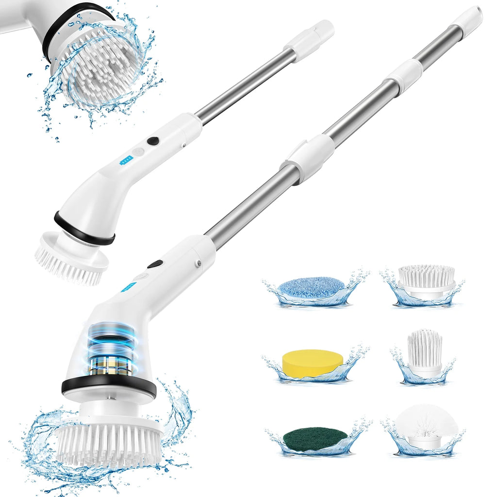 VAVSEA Electric Spin Scrubber,Cleaning Brush for Bathroom,1.5H 300RPM Shower Scrubber Kit for Floor Tile Bathtub,51 inch