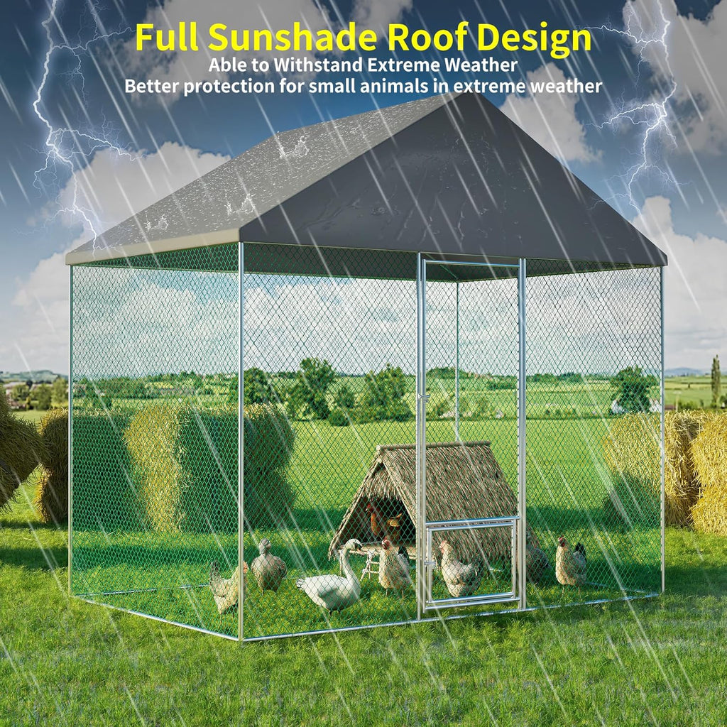 Large Chicken Coop Run Outdoor Walk-in Poultry Hen Cage with Waterproof Cover L485567
