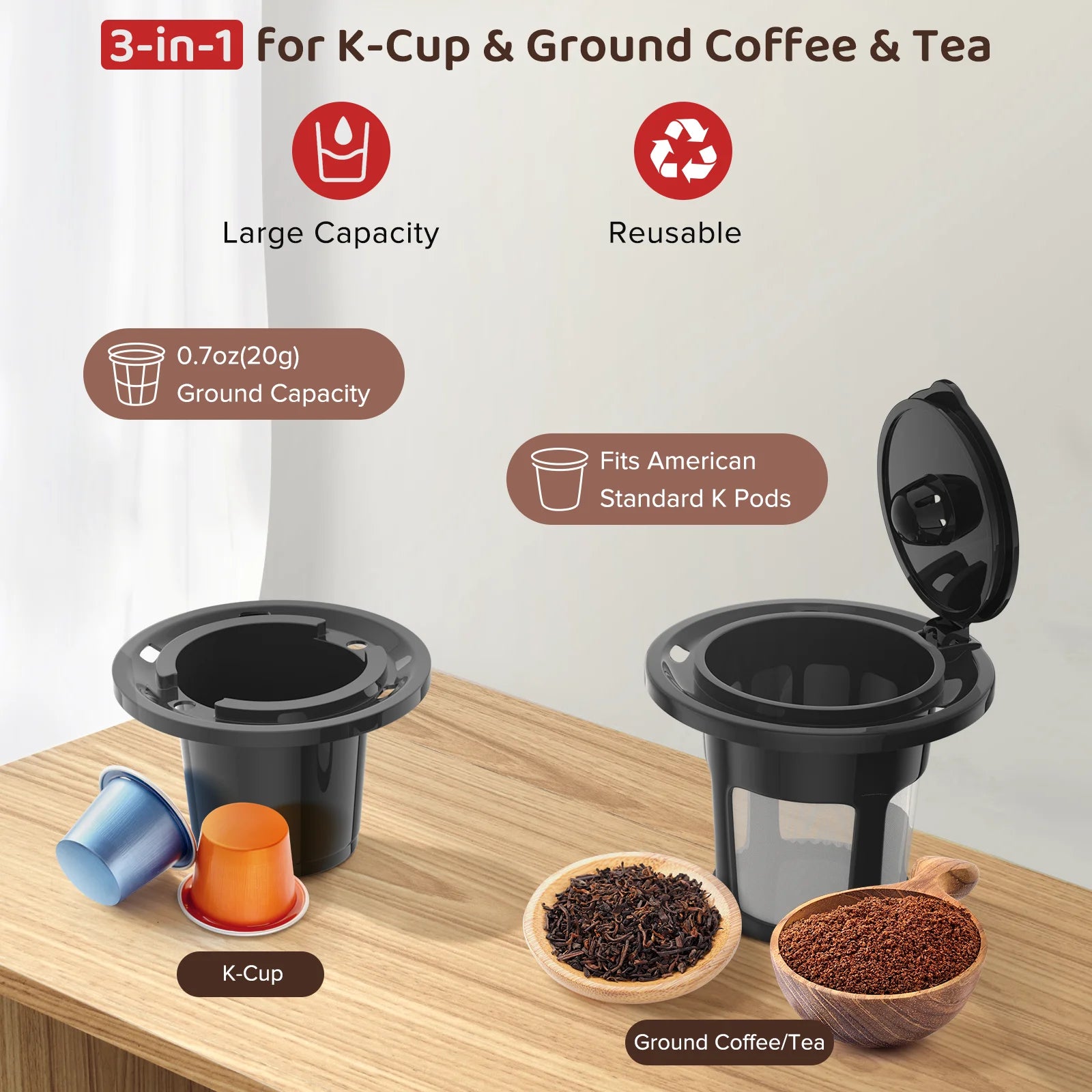 Secura Single Serve Coffee Maker for K Cup with Ground Coffee Basket, 12 Oz, Stainless Steel C9149