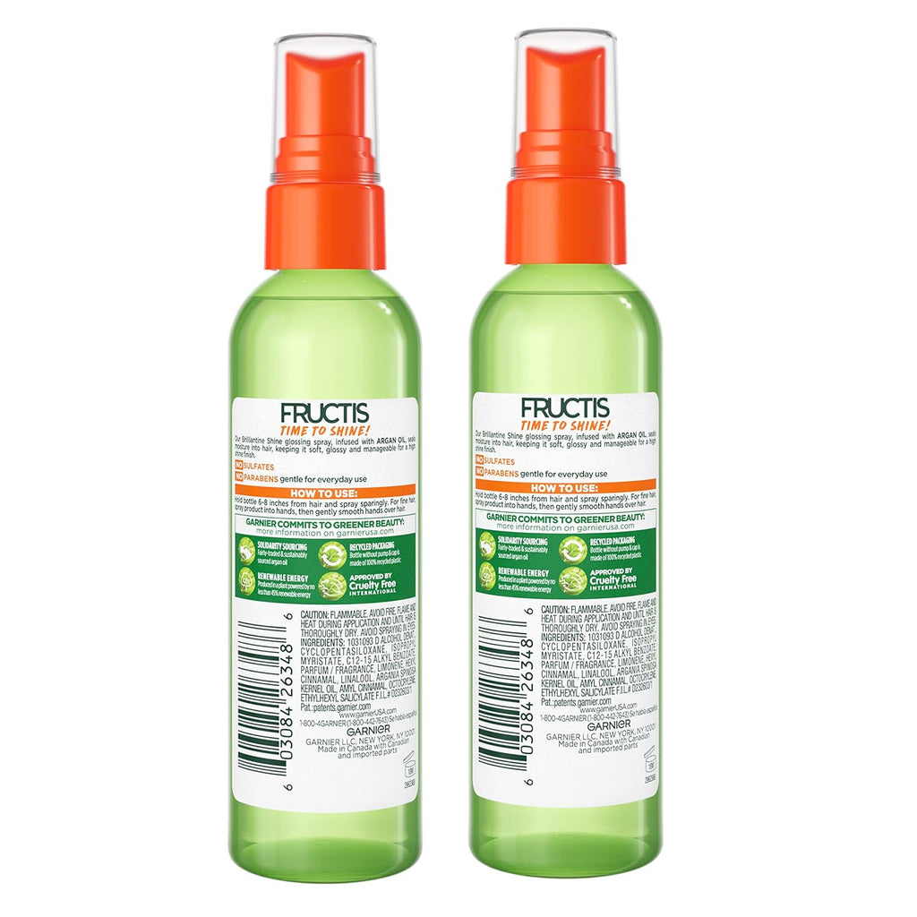 Garnier Fructis Style Brilliantine Shine Glossing Spray, All Hair Types, 3 oz, 2 Count T64592