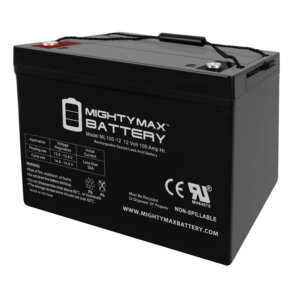"Mighty Max 12V 100AH Battery for Solar Wind Deep Cycle VRLA 12V 24V 48V"