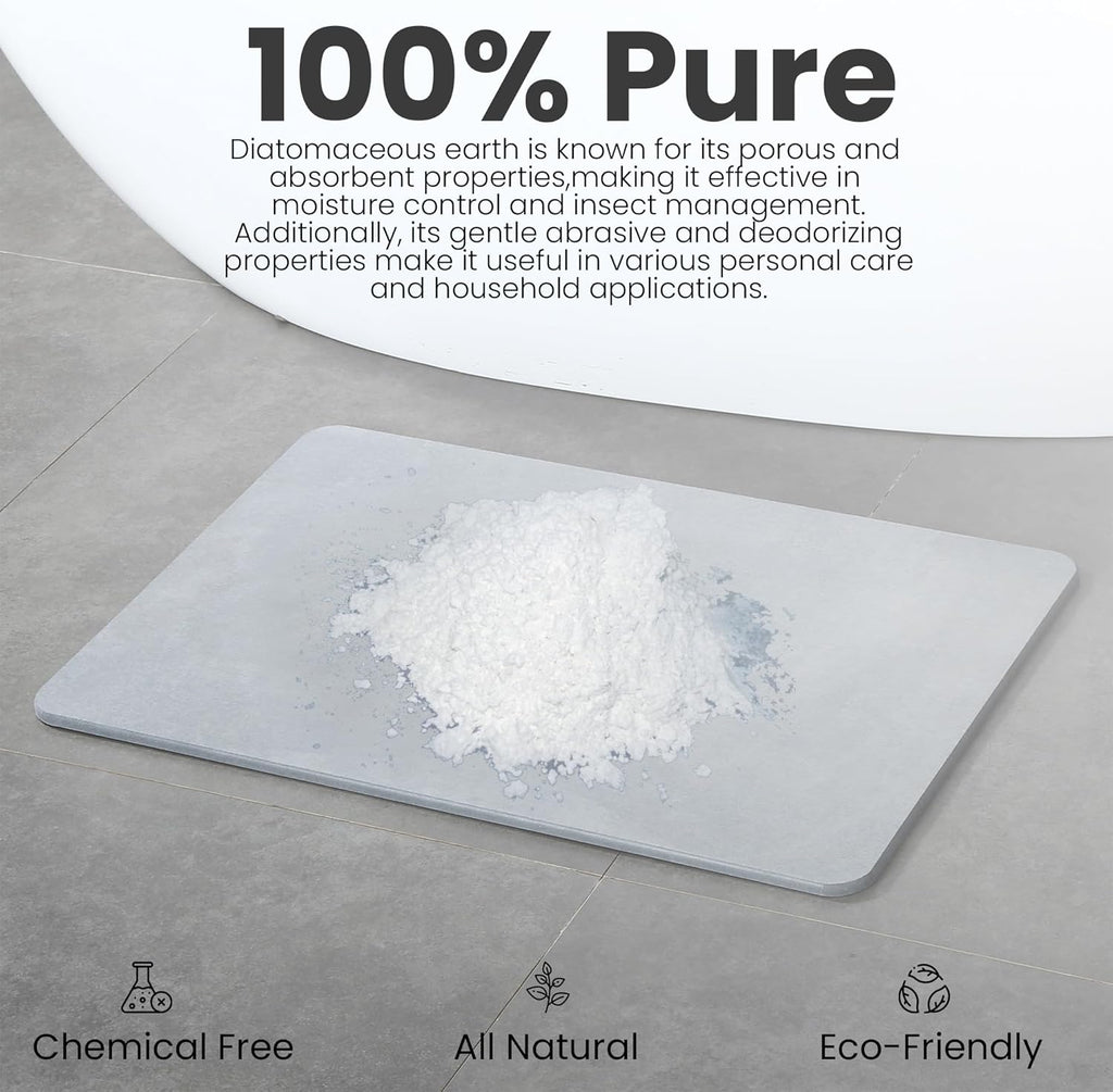 Diatomite Stone Bath Mat Non-Slip Fast Drying Gray 23.62 x 15.3 E800