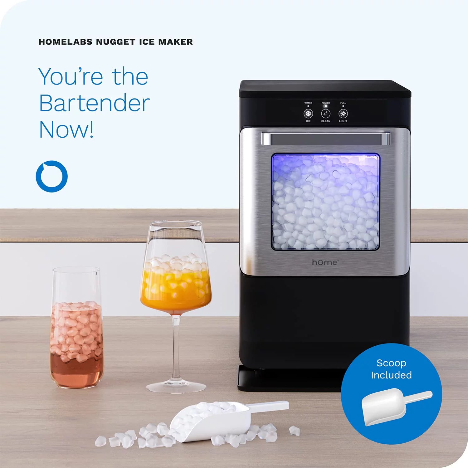 hOmeLabs Countertop Nugget Ice Maker - Stainless Steel with Touch Screen K58144
