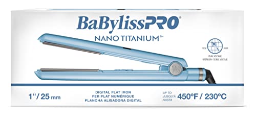 BaBylissPRO Nano Titanium Flat Iron Hair Straightener, 1" Digital B60594