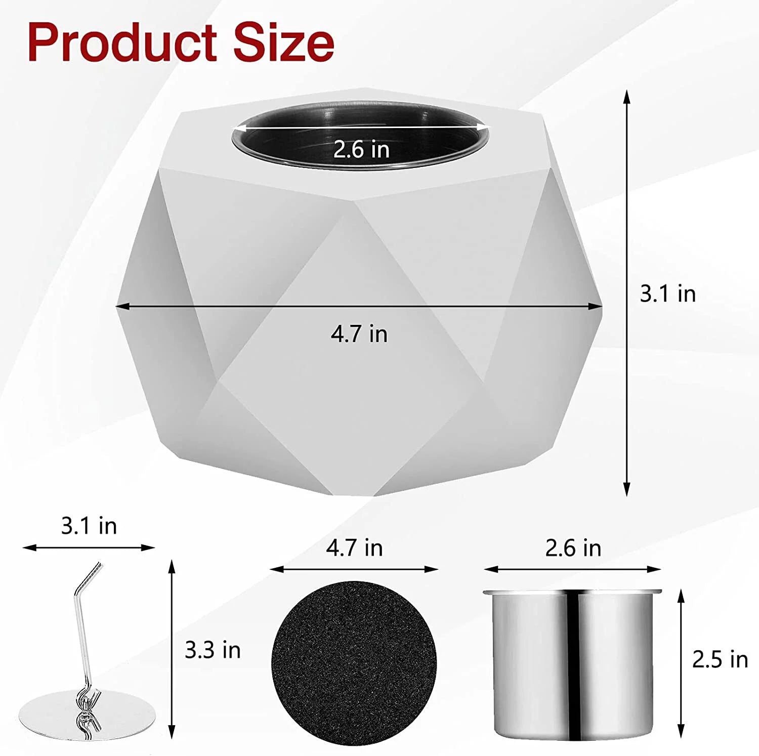 Concrete Tabletop Fire Pit Bowl Indoor Outdoor Portable D708697