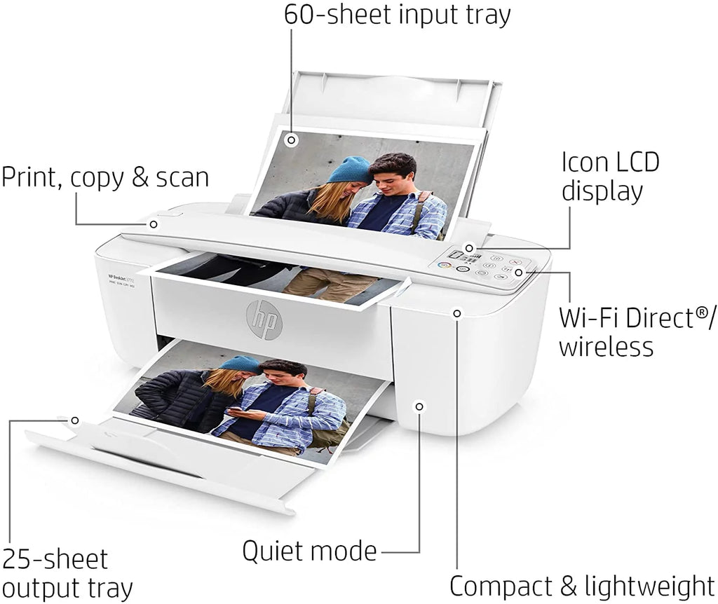 HP DeskJet Wireless Color Inkjet Printer with LCD, Print Scan Copy P527