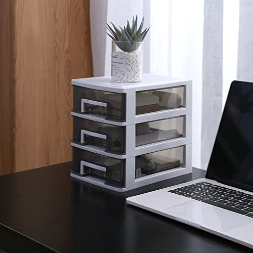 3 Drawer Plastic Storage Bins with Clear Drawers for Home O157