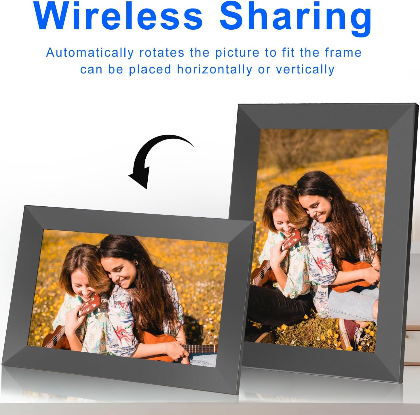 FRAMEO 10.1 Inch WiFi Digital Picture Frame with 32GB Storage and Touch Screen D155
