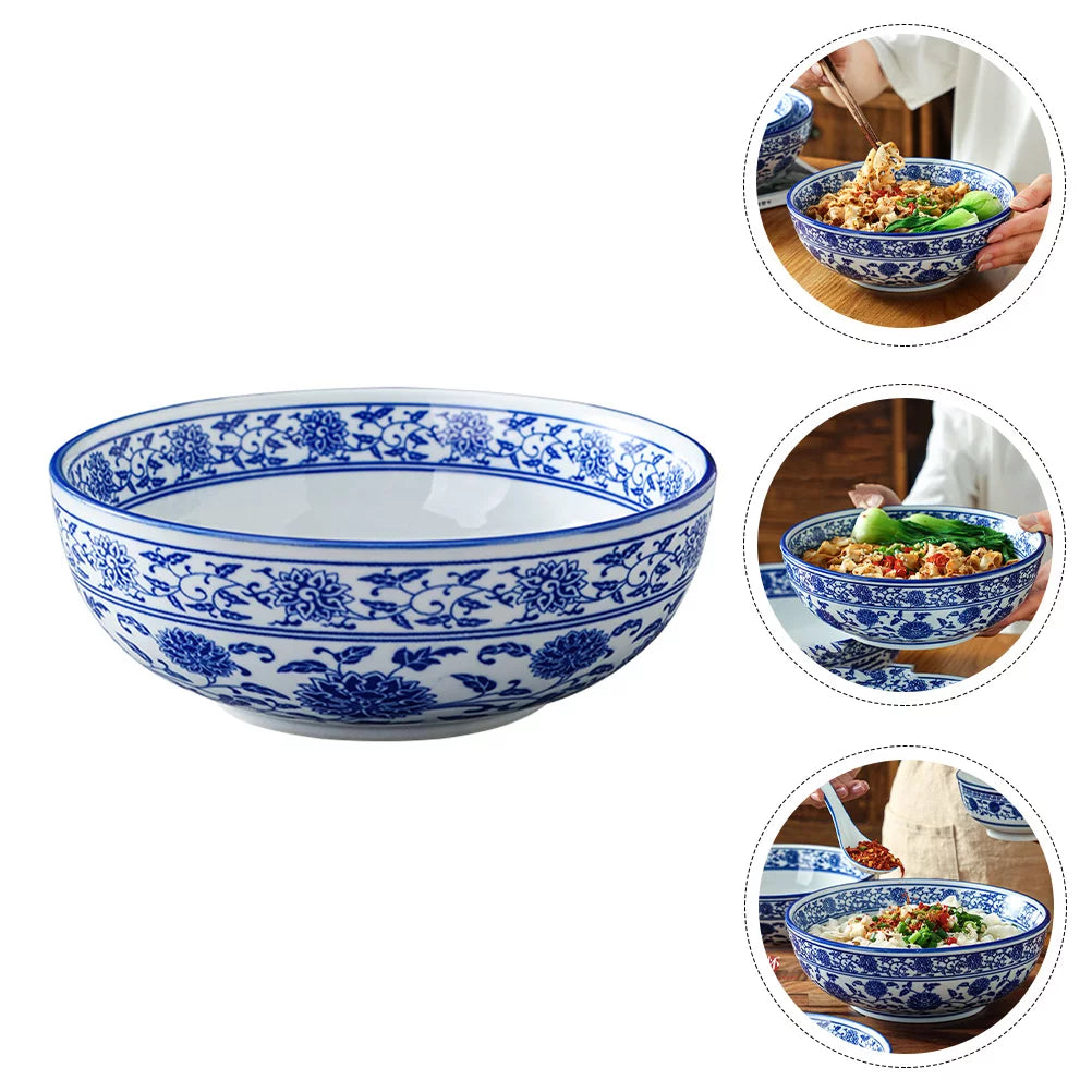 Chinese Style Ceramic Bowl Blue and White Porcelain for Home D3683