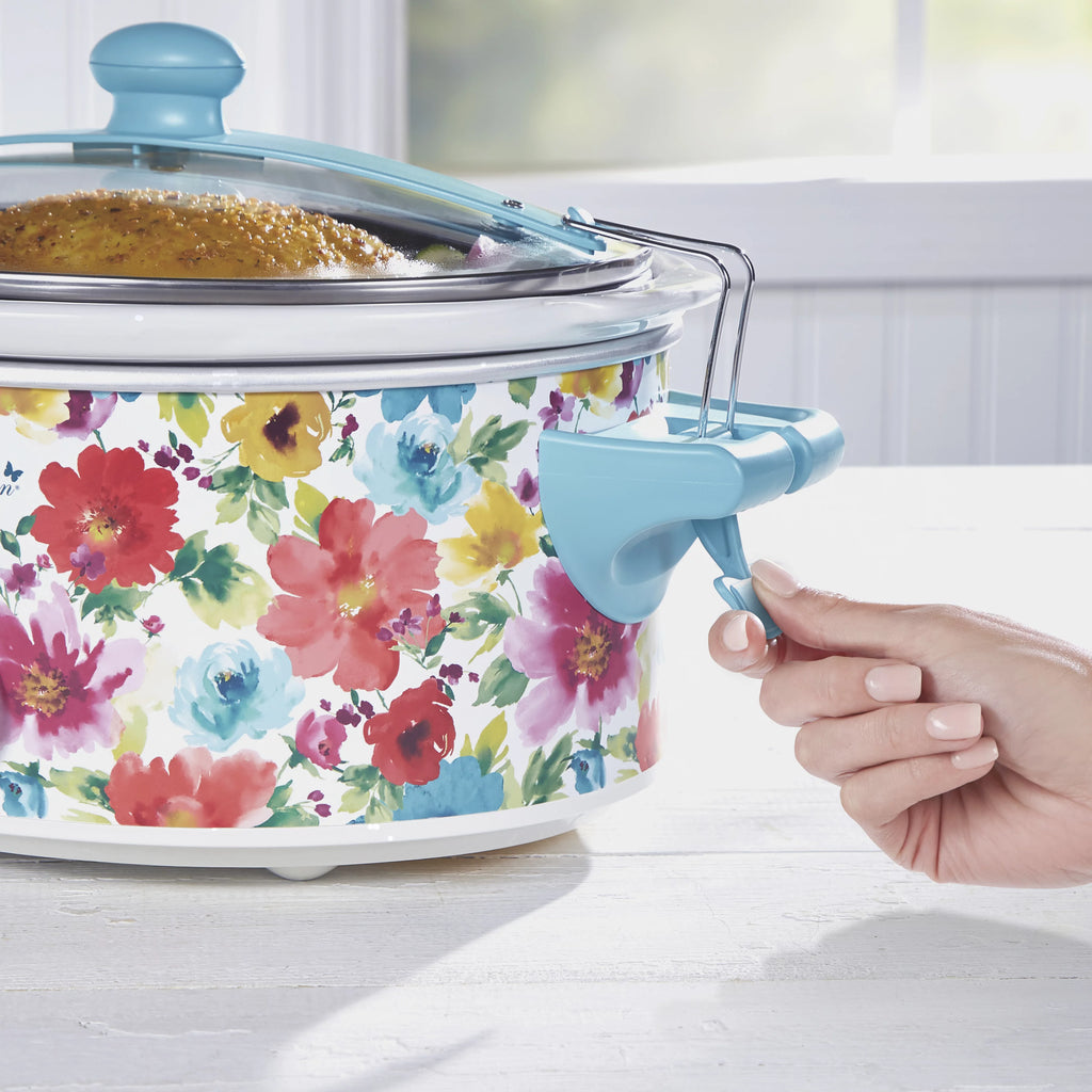 Pioneer Woman Portable Slow Cooker, 6 Quart, Removable Crock, Breezy Blossom D810317
