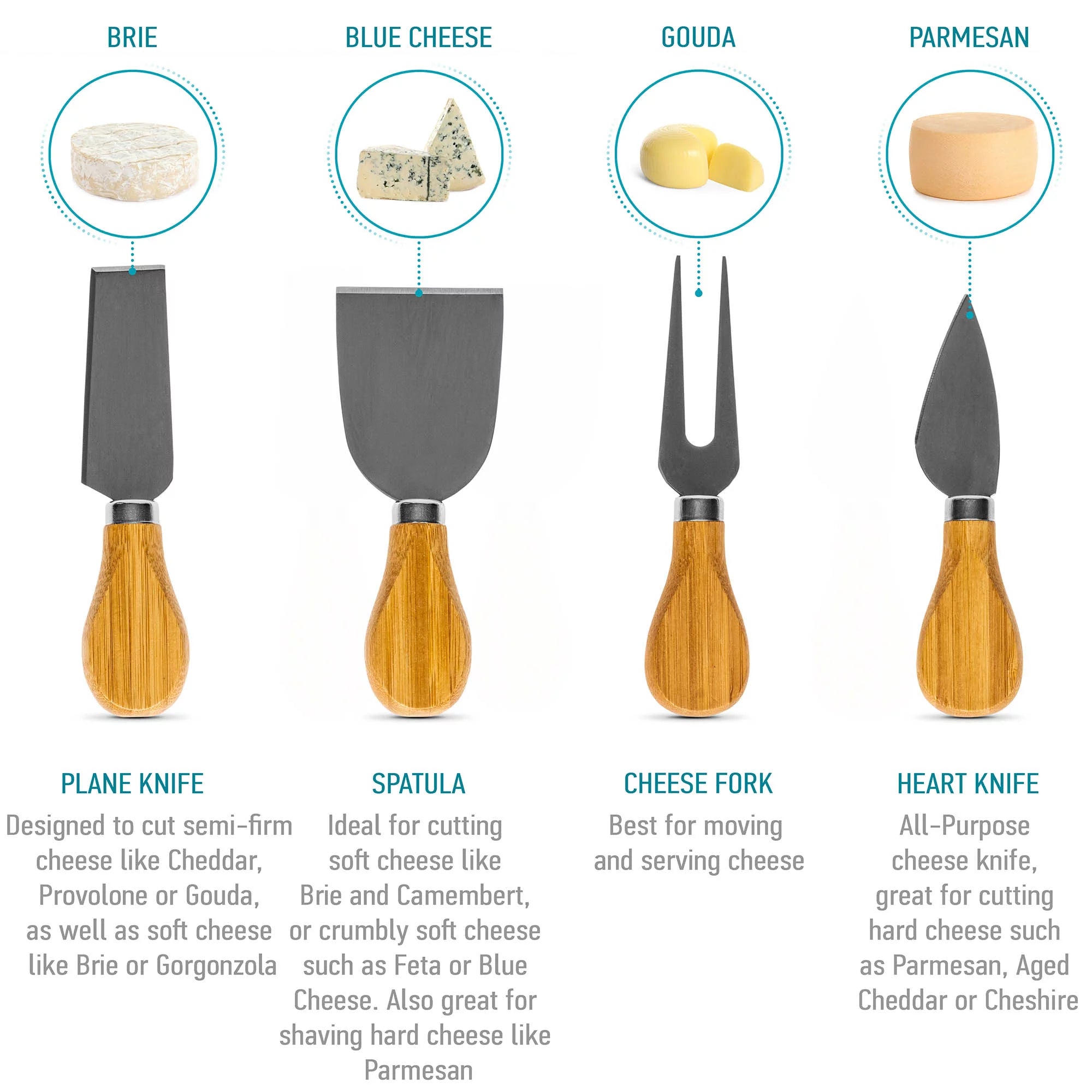 BlauKe® Bamboo Cheese Board and Knife Set 14x11 inch M157312