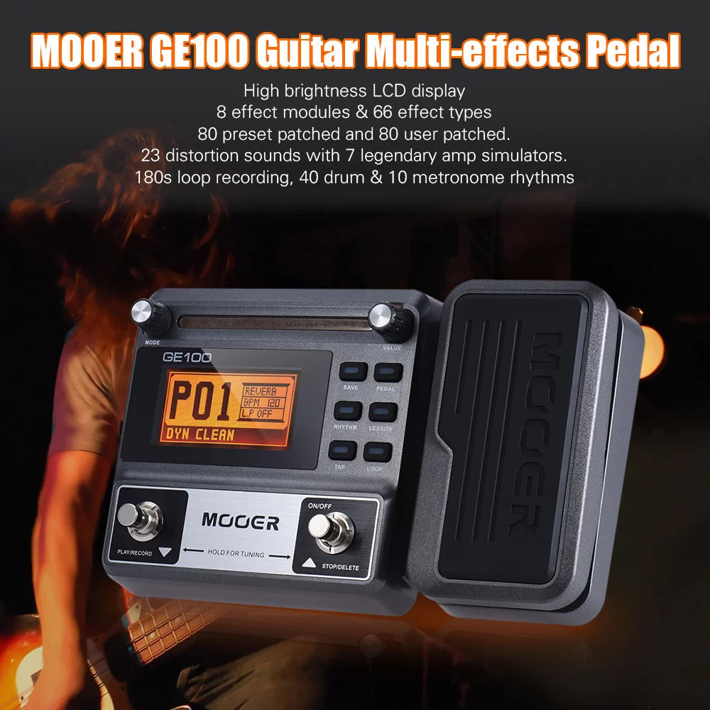 MOOER GE100 Guitar Multi-effects Processor Pedal with Loop Recording H695